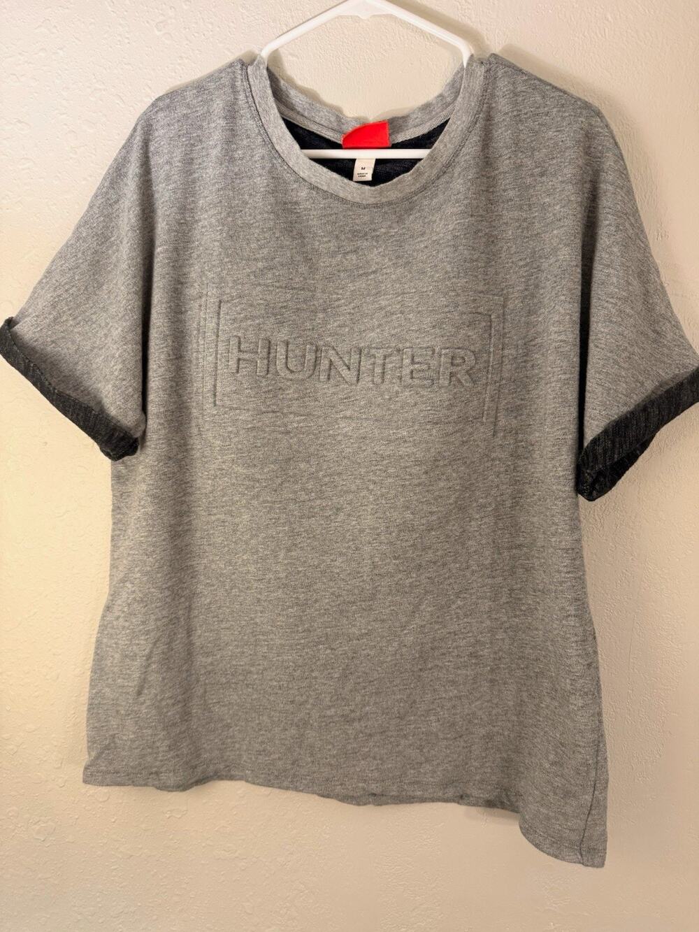 Hunter Men’s M Regular Fit Crew Neck Short Sleeve Gray Logo T-Shirt